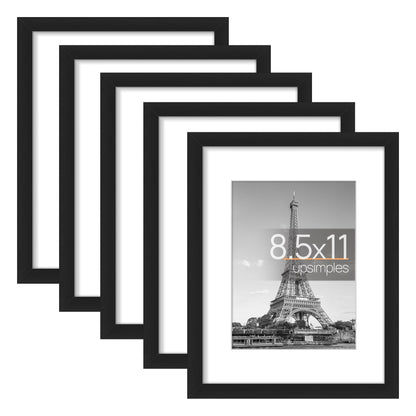 Picture Frame Set of 5, Display Pictures with Mat Without Mat, Wall Gallery Photo Frames