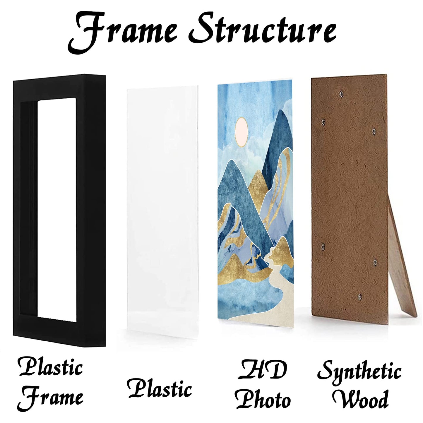 Picture Frame for Photo Poster Canvas Certificate Document Display Horizontally or Vertically High Transparent Wall Gallery