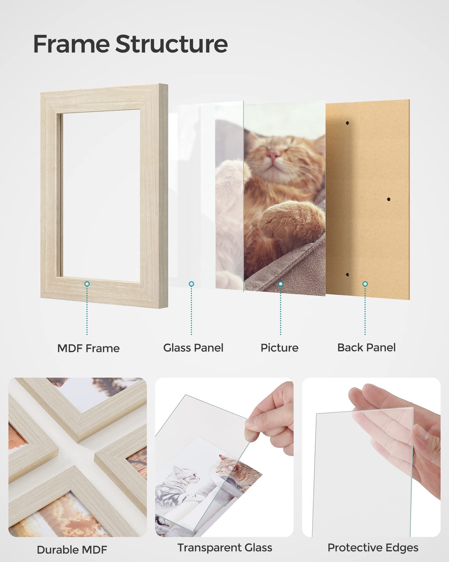 4x6 Collage Picture Frames, 12-Pack Picture Frames Collage for Wall Decor, Rustic Brown Photo Collage Frame, Multi Picture Frame Set with Glass Front, Assembly Required