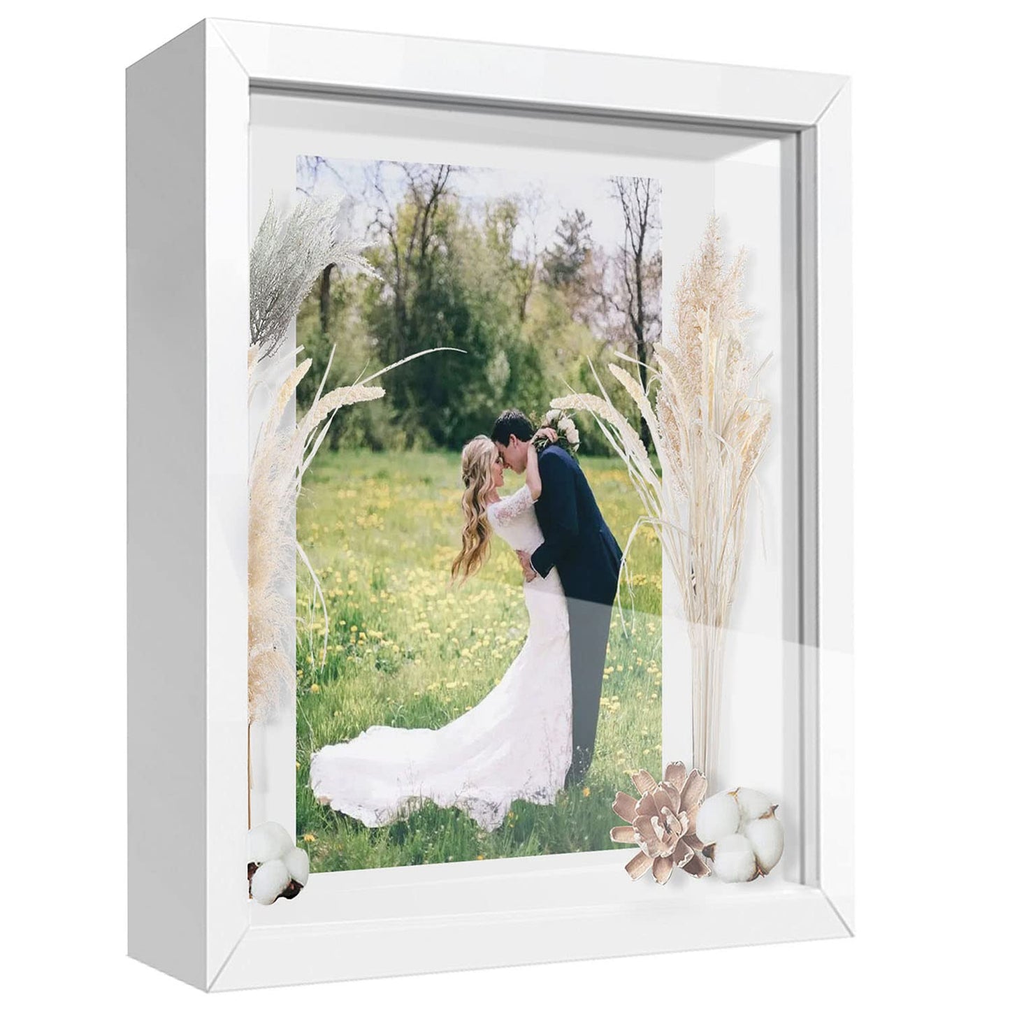 Shadow Box Frame Display Case with Letter Stickers, 3D Picture Frame, Display Case Box for Memorabilia, Baby Items, Wedding Memories, Crafts, Tickets and Photos