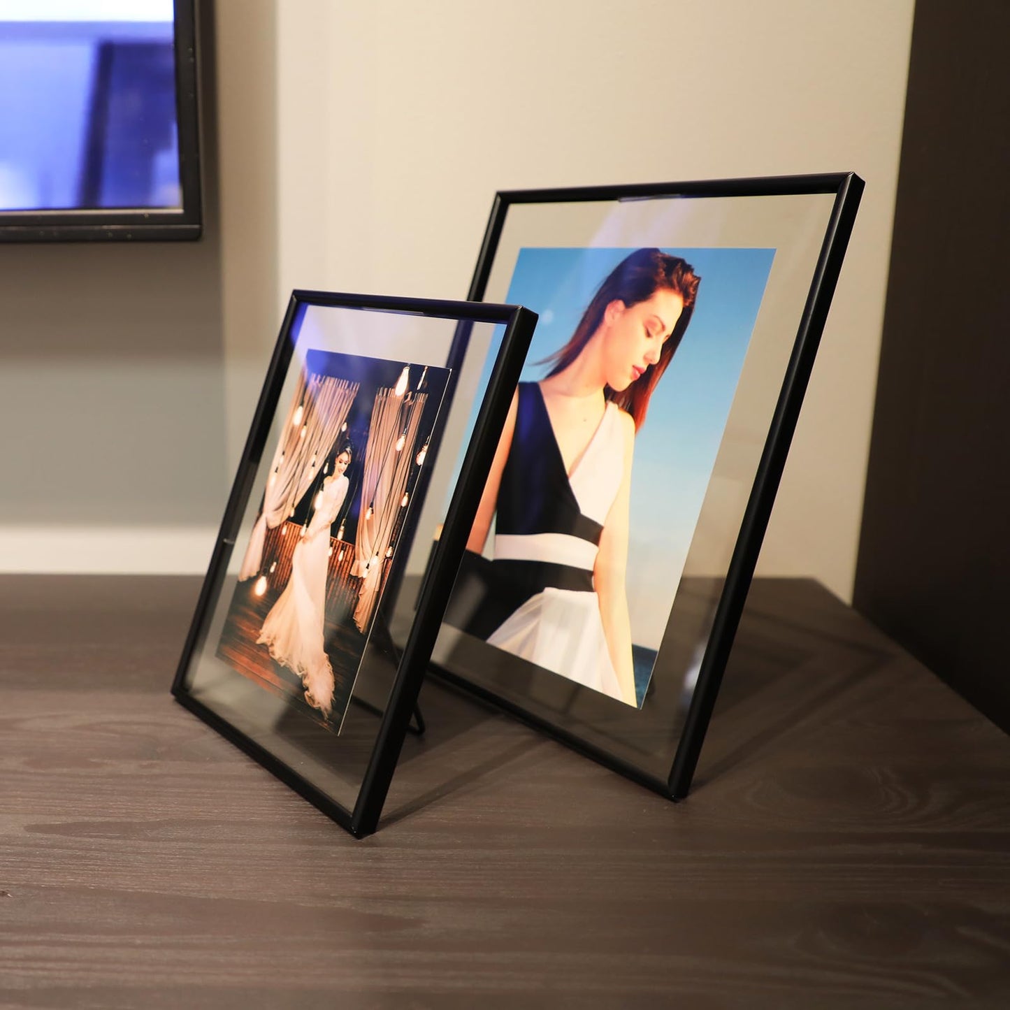 Gold Floating Frame Tabletop Shelf Photo Frames