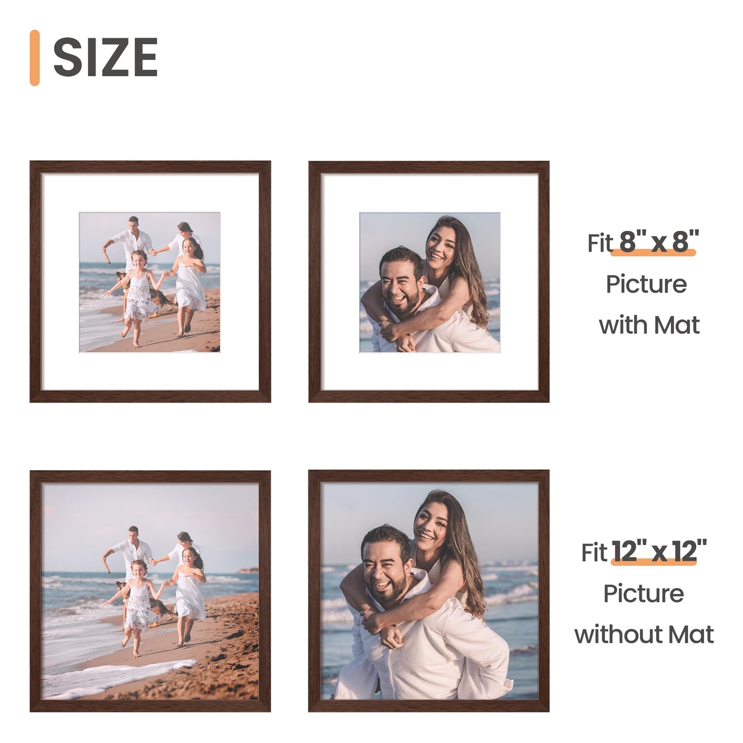 Picture Frame, Display Pictures with Mat or Without Mat, Wall Hanging Photo Frame