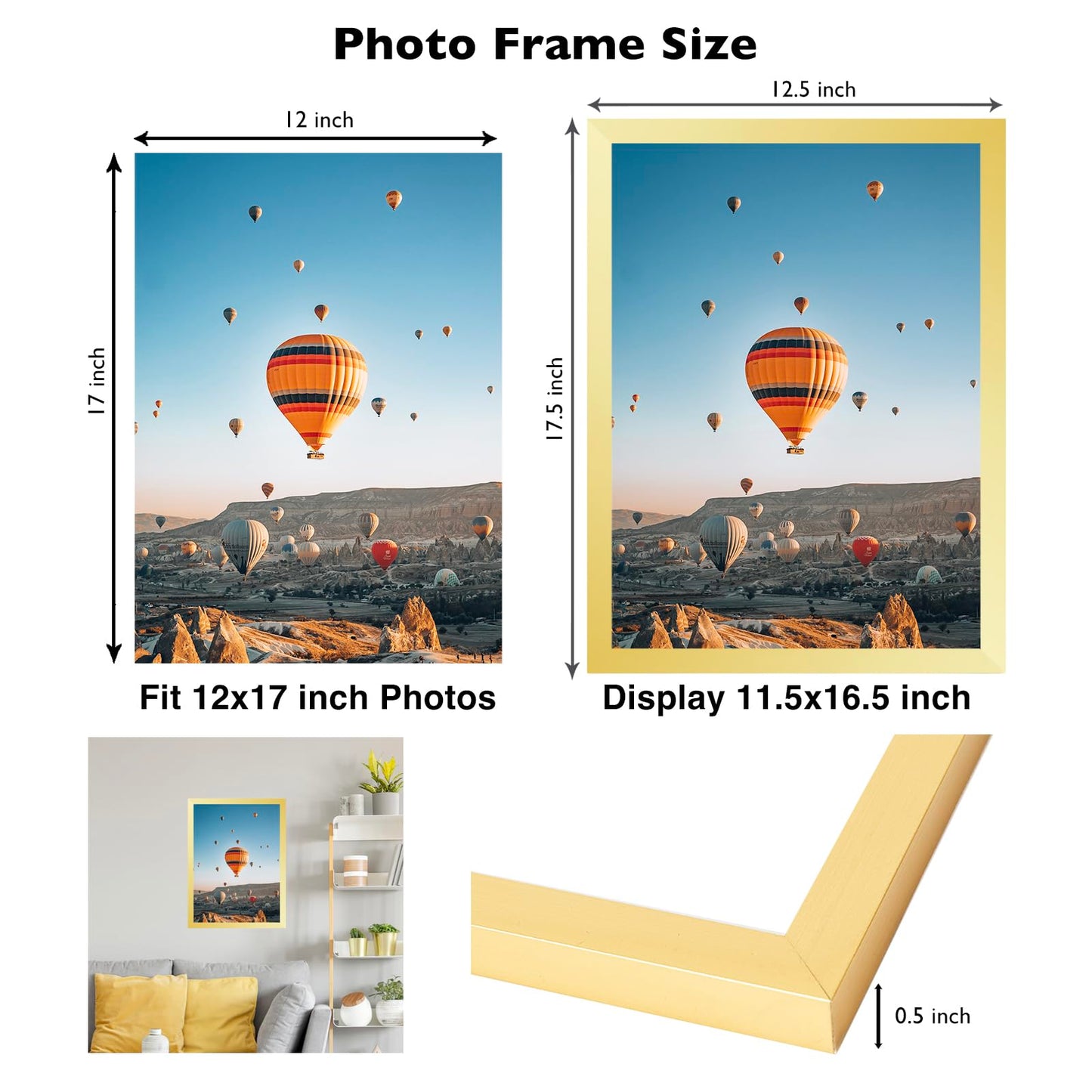 Picture Frame for Certificate Poster and Photo, Horizontal and Vertical Formats for Wall Hanging or Tabletop, Shatter Resistant Plexiglass