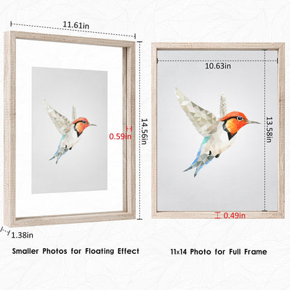 Floating Frame Set of 2, Double Glass Rustic Photo Frame for Wall Hanging or Tabletop, Display 4x6 or 3x5 Photo for Floating Effect