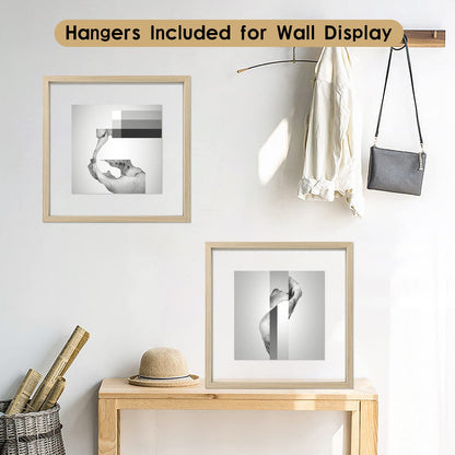 Floating Frame Set of 2, Double Glass Rustic Photo Frame for Wall Hanging or Tabletop, Display 4x6 or 3x5 Photo for Floating Effect