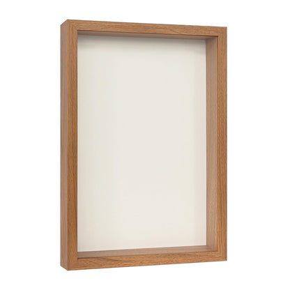 Wooden Shadow Box Frame – Display Case with Soft Felt Back, Memory Box with Tempered Glass, Elegant White Ball Push Pins