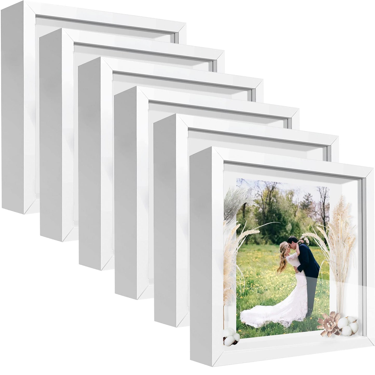 Shadow Box Frame Display Case with Letter Stickers, 3D Picture Frame, Display Case Box for Memorabilia, Baby Items, Wedding Memories, Crafts, Tickets and Photos