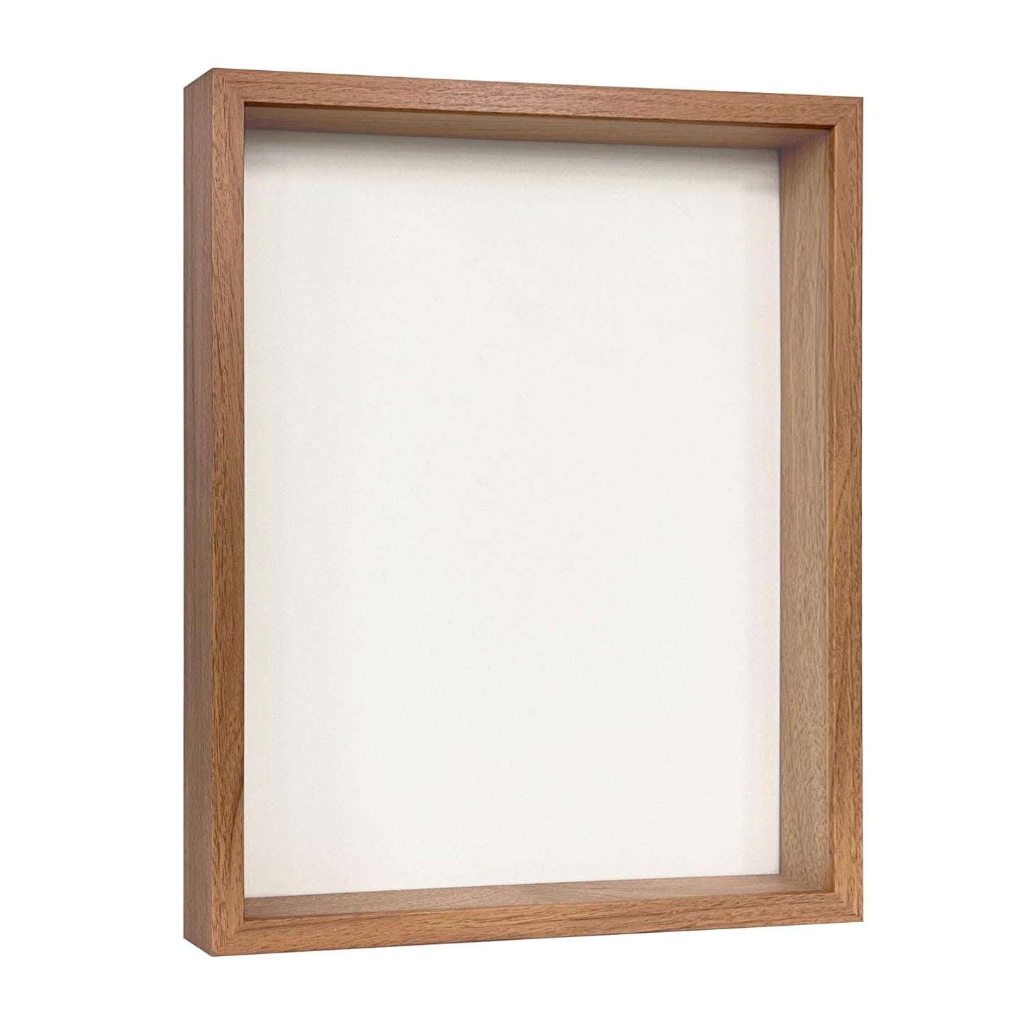 Wooden Shadow Box Frame – Display Case with Soft Felt Back, Memory Box with Tempered Glass, Elegant White Ball Push Pins