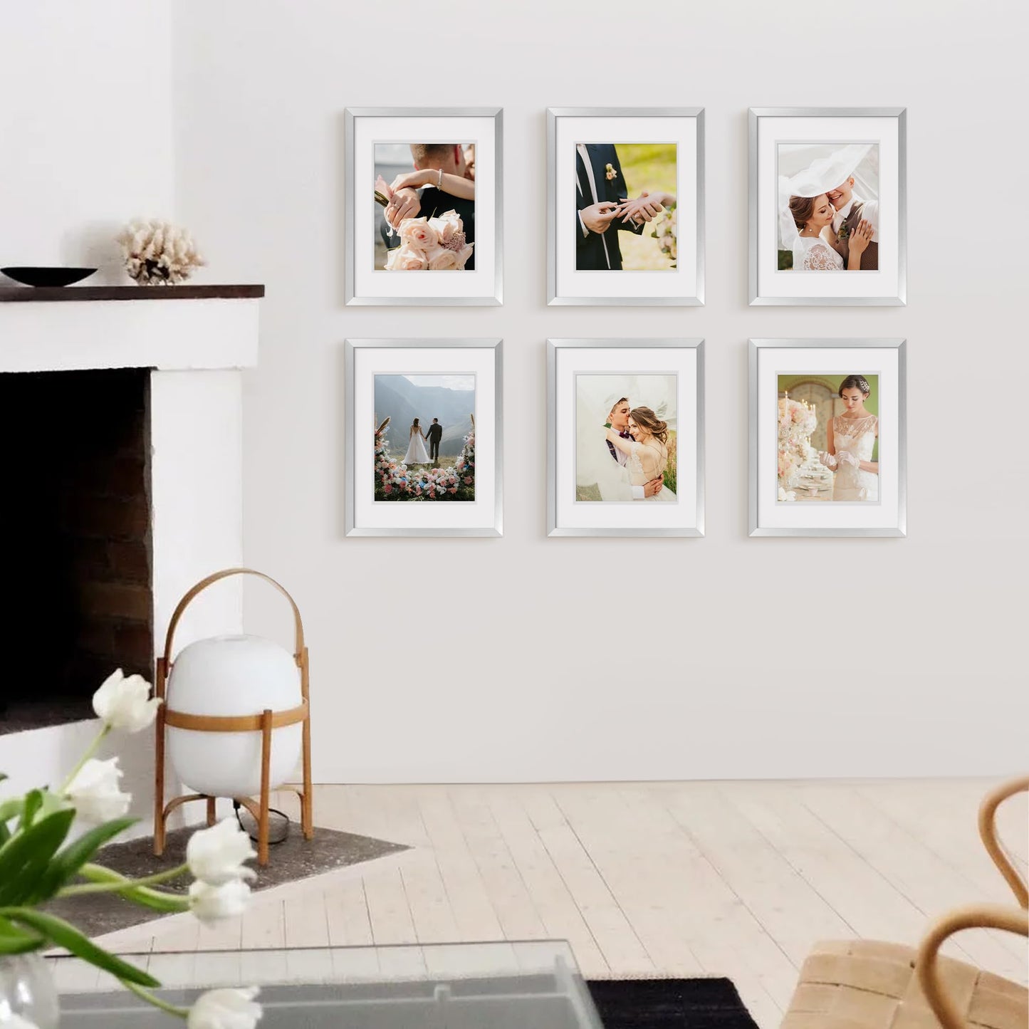 Picture Frame Set of 5, Display Pictures with Mat Without Mat, Wall Gallery Photo Frames