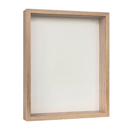 Wooden Shadow Box Frame – Display Case with Soft Felt Back, Memory Box with Tempered Glass, Elegant White Ball Push Pins