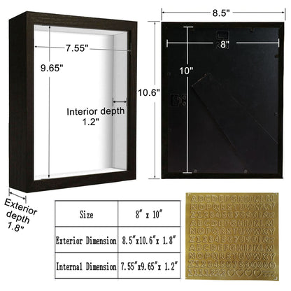 Shadow Box Frame Display Case with Letter Stickers, 3D Picture Frame, Display Case Box for Memorabilia, Baby Items, Wedding Memories, Crafts, Tickets and Photos