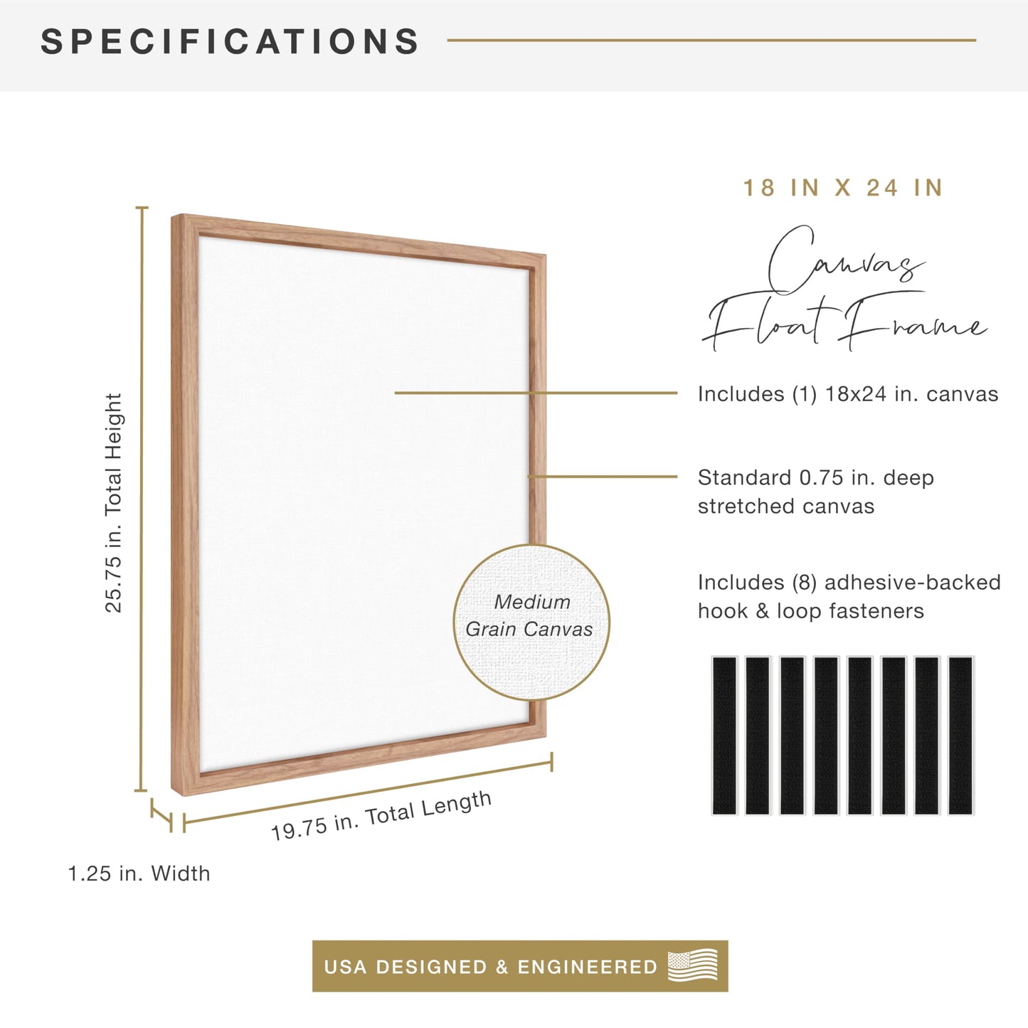 Floating Canvas Frame, Art Frames for Canvas Paintings with Adhesive Fasteners and Hanging Hardware