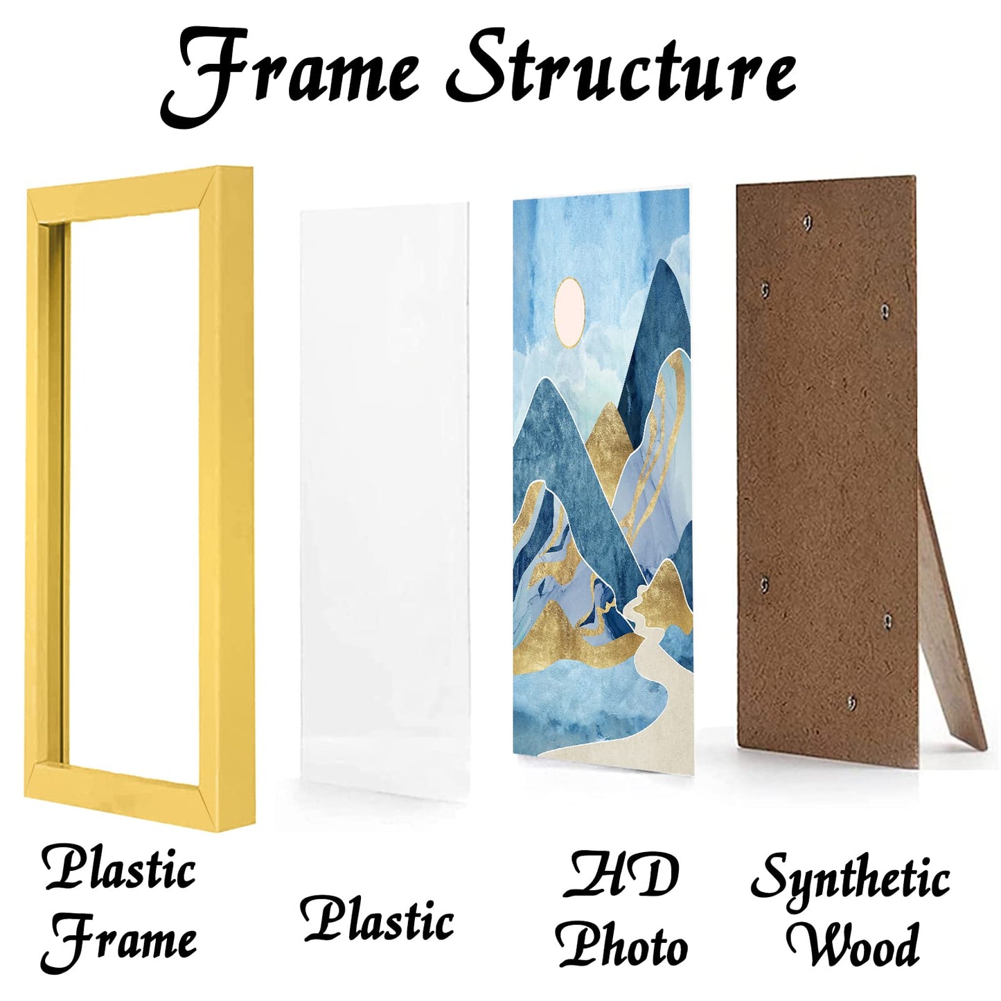 Picture Frame for Photo Poster Canvas Certificate Document Display Horizontally or Vertically High Transparent Wall Gallery