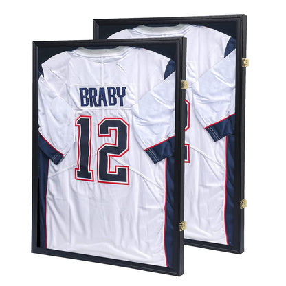 Jersey Display Frame Case - Large Lockable Frames Shadow Box with UV Protection for Baseball Basketball Football Soccer Hockey Sport Shirt Matte Finish