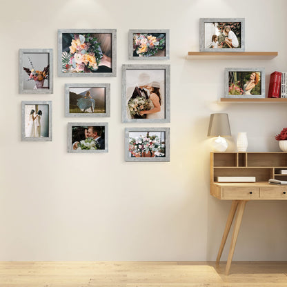 Picture Frame Set 10-Pack, Gallery Wall Frame Collage with 8x10 5x7 4x6 Frames in 3 Different Finishes