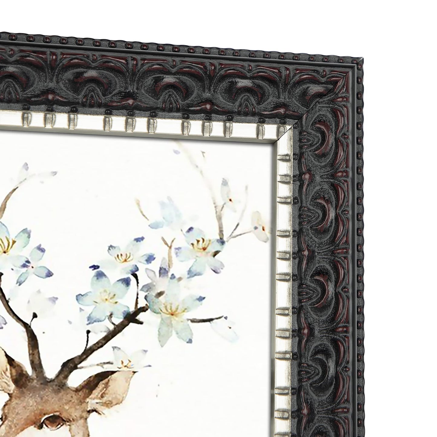 Ornate Finish Vintage Photo Frame with White Mat & Real Glass