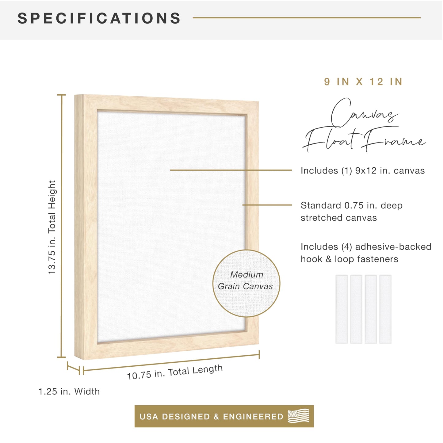 Floating Canvas Frame, Art Frames for Canvas Paintings with Adhesive Fasteners and Hanging Hardware