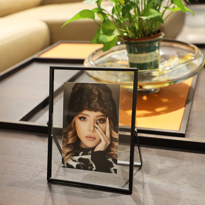 Gold Floating Frame Tabletop Shelf Photo Frames