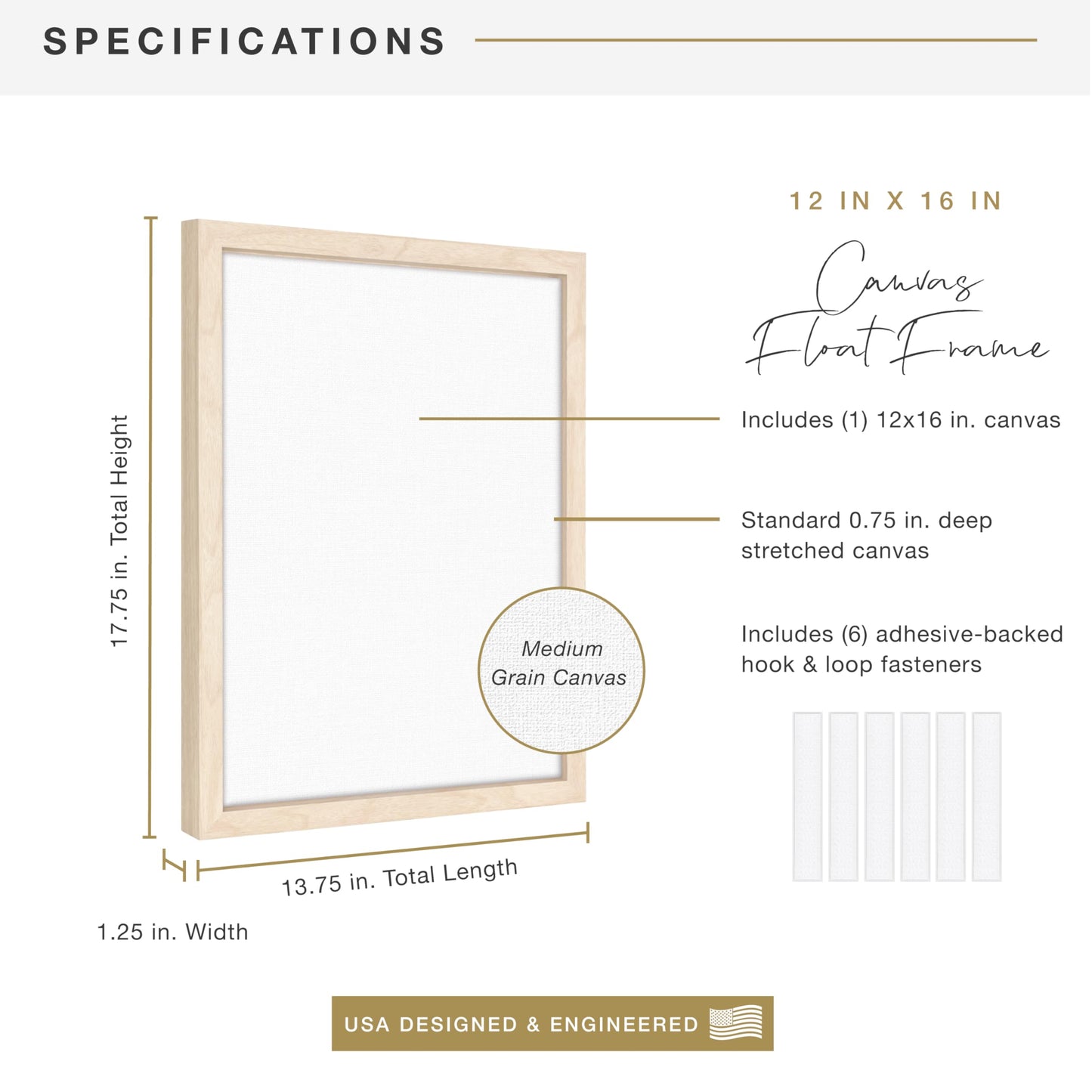 Floating Canvas Frame, Art Frames for Canvas Paintings with Adhesive Fasteners and Hanging Hardware