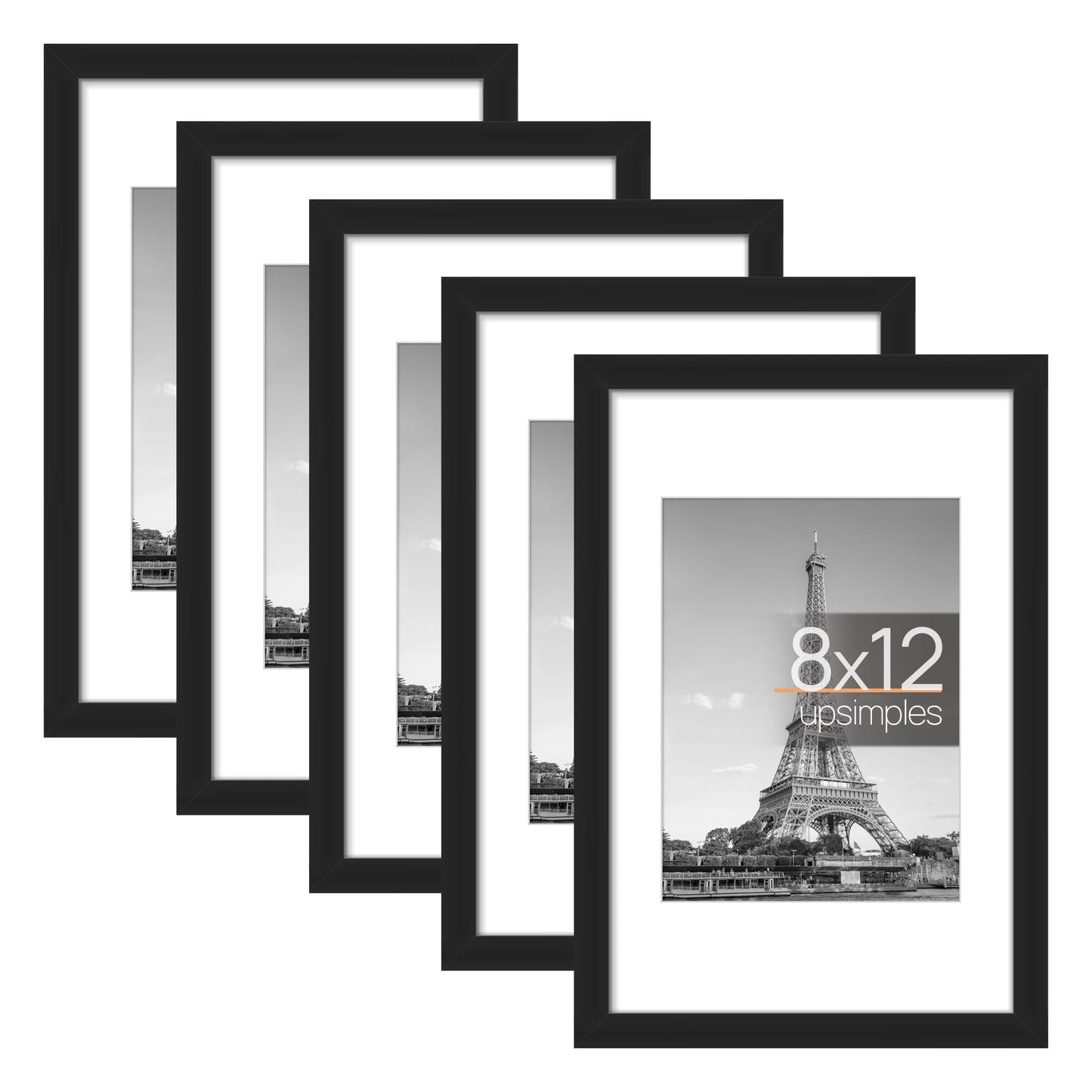 Picture Frame Set of 5, Display Pictures with Mat Without Mat, Wall Gallery Photo Frames