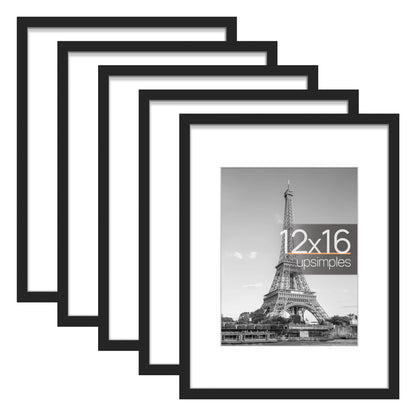 Picture Frame Set of 5, Display Pictures with Mat Without Mat, Wall Gallery Photo Frames