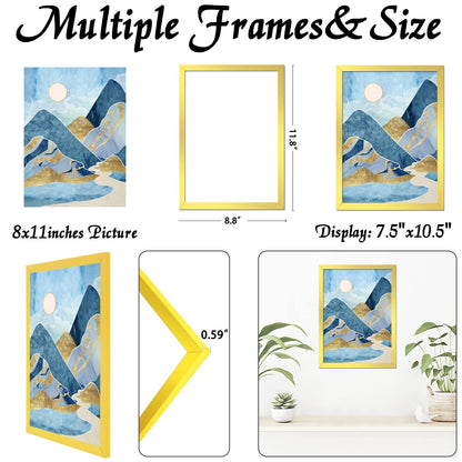 Picture Frame for Photo Poster Canvas Certificate Document Display Horizontally or Vertically High Transparent Wall Gallery