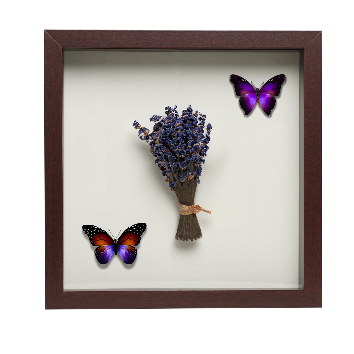 Wooden Shadow Box Frame – Display Case with Soft Felt Back, Memory Box with Tempered Glass, Elegant White Ball Push Pins