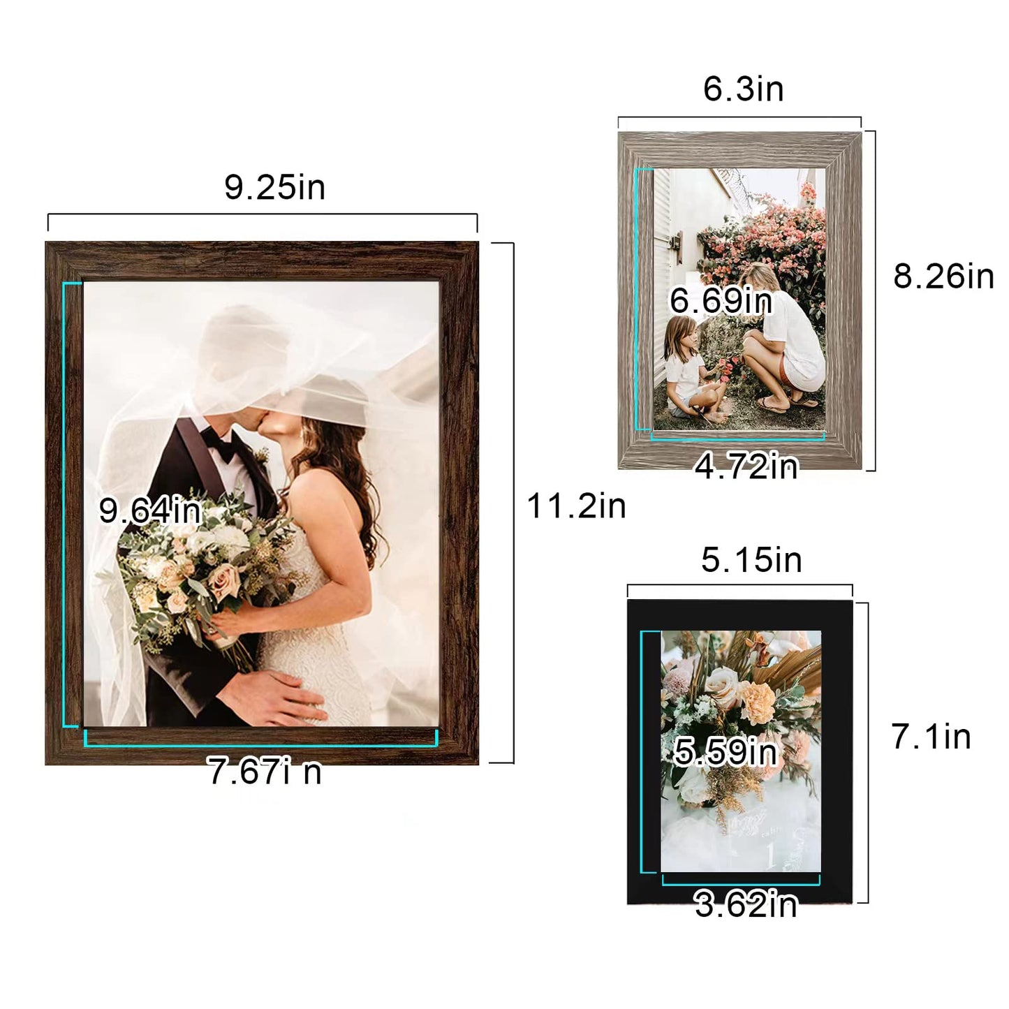 Picture Frame Set 10-Pack, Gallery Wall Frame Collage with 8x10 5x7 4x6 Frames in 3 Different Finishes