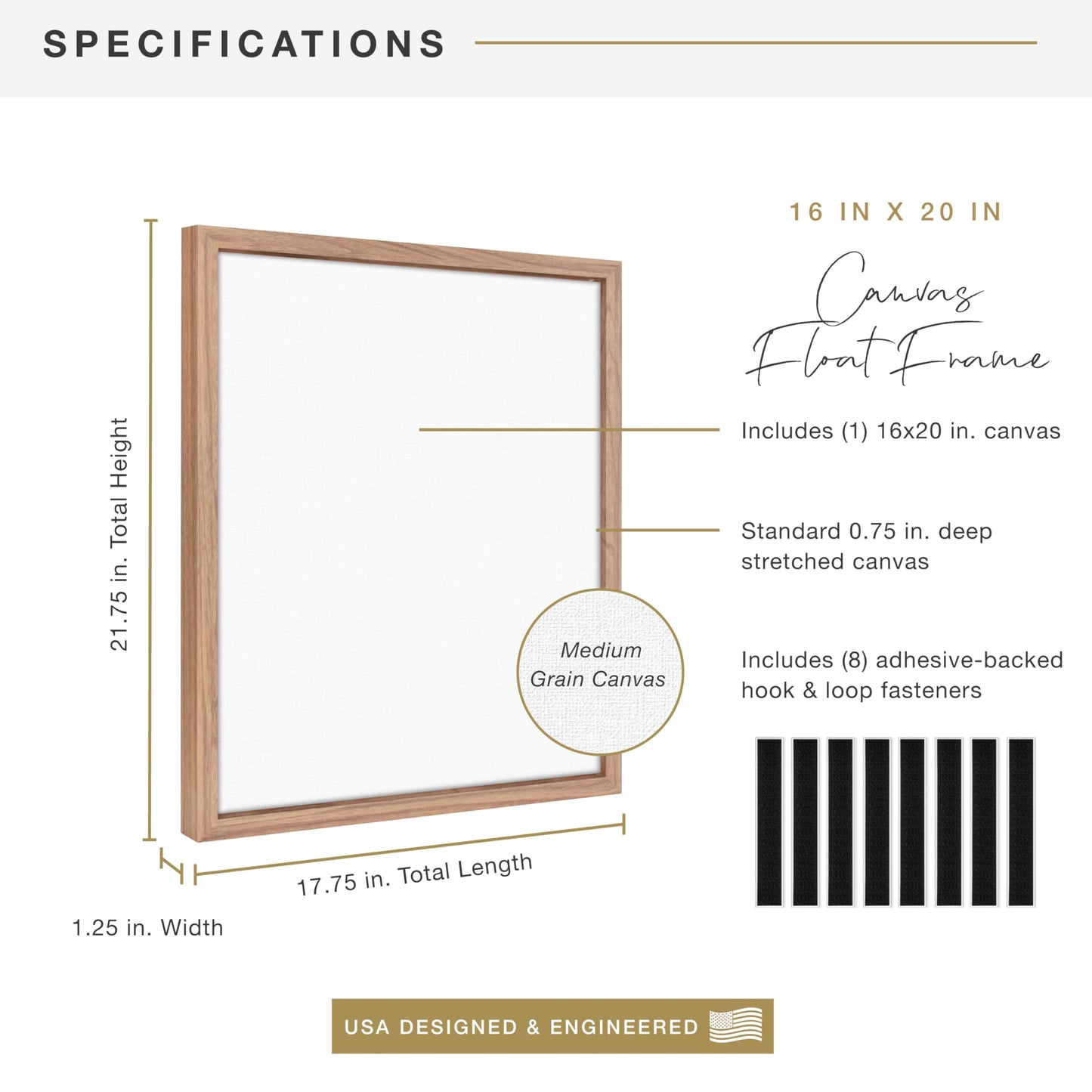 Floating Canvas Frame, Art Frames for Canvas Paintings with Adhesive Fasteners and Hanging Hardware