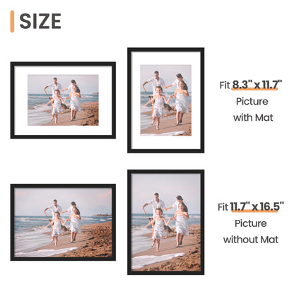 Picture Frame, Display Pictures with Mat or Without Mat, Wall Hanging Photo Frame