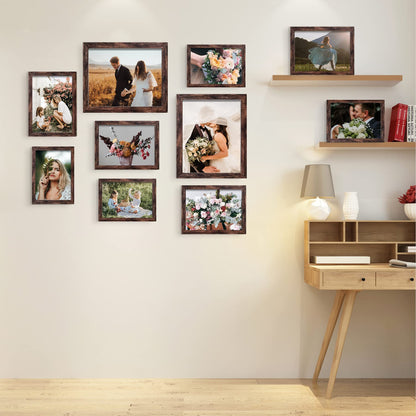 Picture Frame Set 10-Pack, Gallery Wall Frame Collage with 8x10 5x7 4x6 Frames in 3 Different Finishes