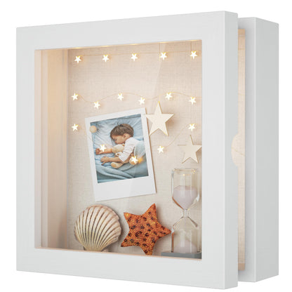 Shadow Box Display Case Picture Frame with Linen Back Wood Carbonized