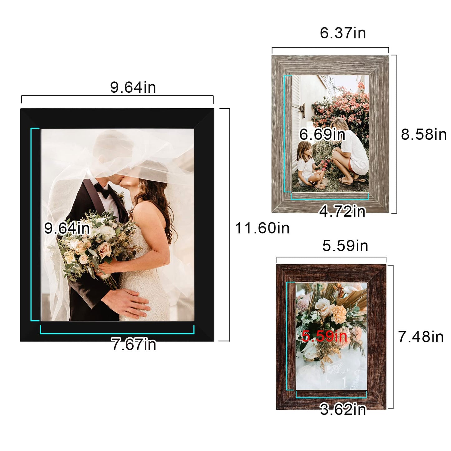 Picture Frame Set 10-Pack, Gallery Wall Frame Collage with 8x10 5x7 4x6 Frames in 3 Different Finishes