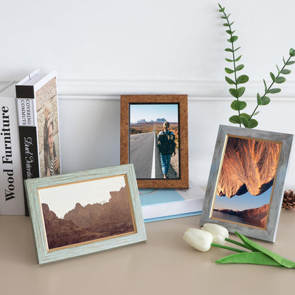 5×7 Picture Frame Set of 5,Vintage Photo Frame, Rustic Retro Picture Frame with Tempered Glass, Walls and Tabletop Placement