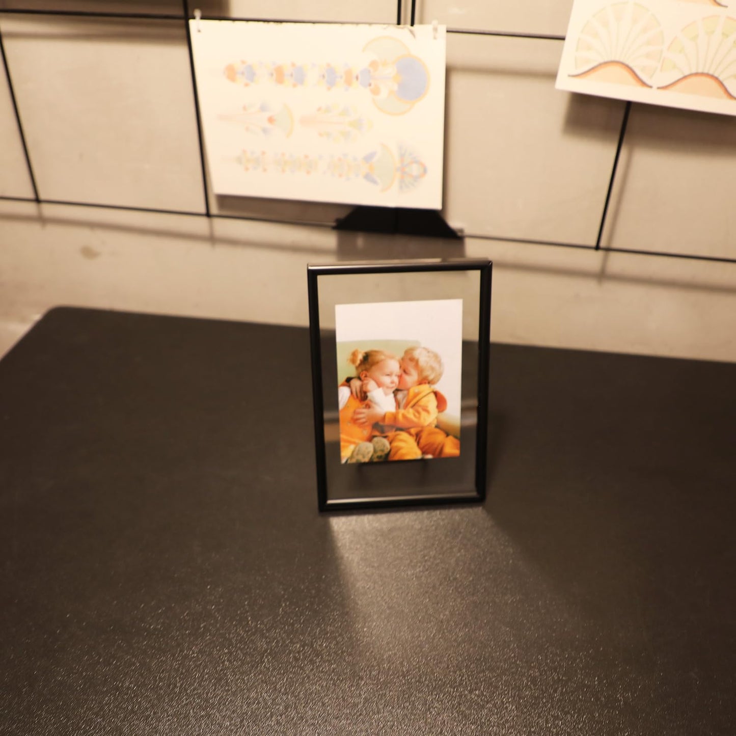 Gold Floating Frame Tabletop Shelf Photo Frames