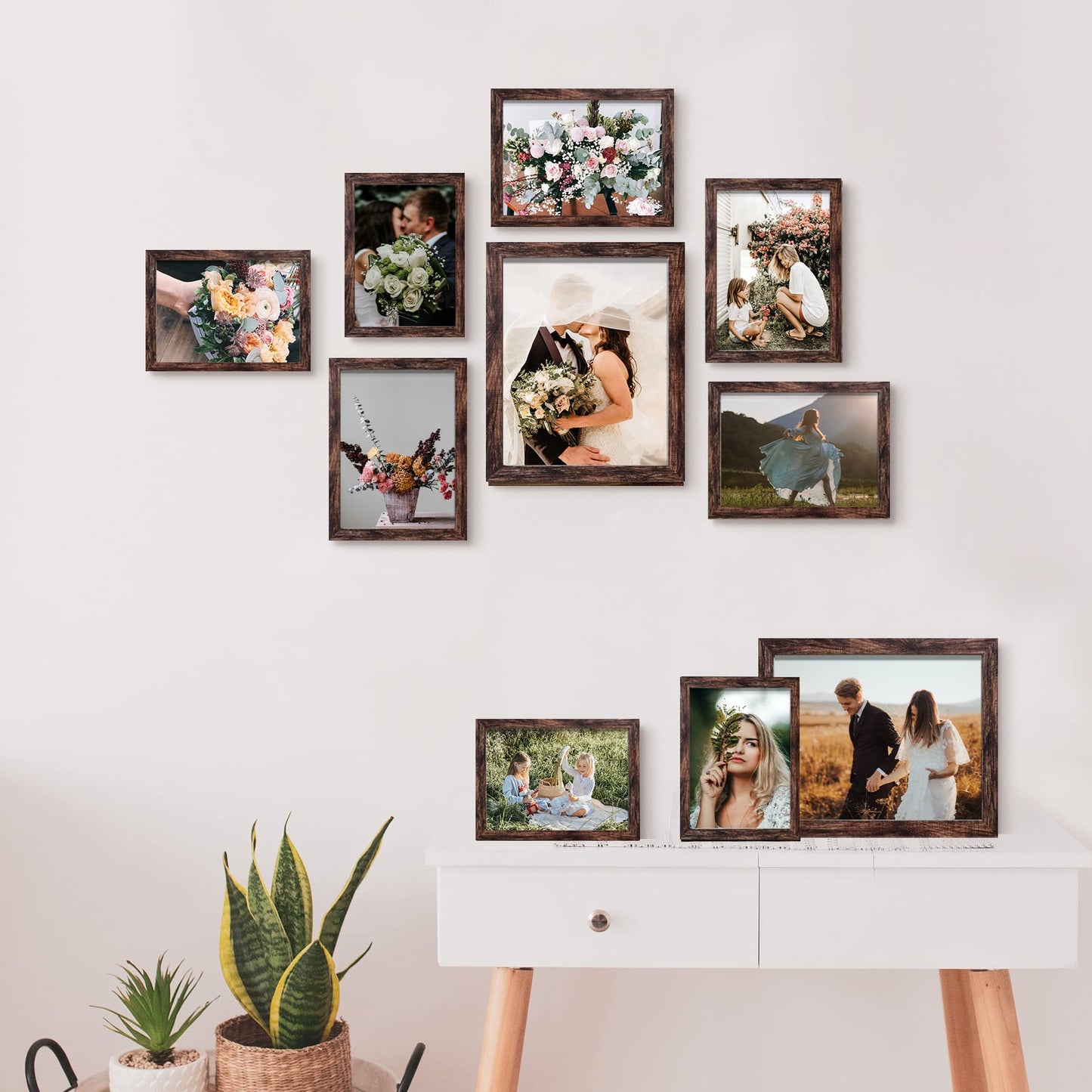 Picture Frame Set 10-Pack, Gallery Wall Frame Collage with 8x10 5x7 4x6 Frames in 3 Different Finishes