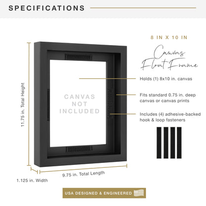 Floating Canvas Frame, Art Frames for Canvas Paintings with Adhesive Fasteners and Hanging Hardware