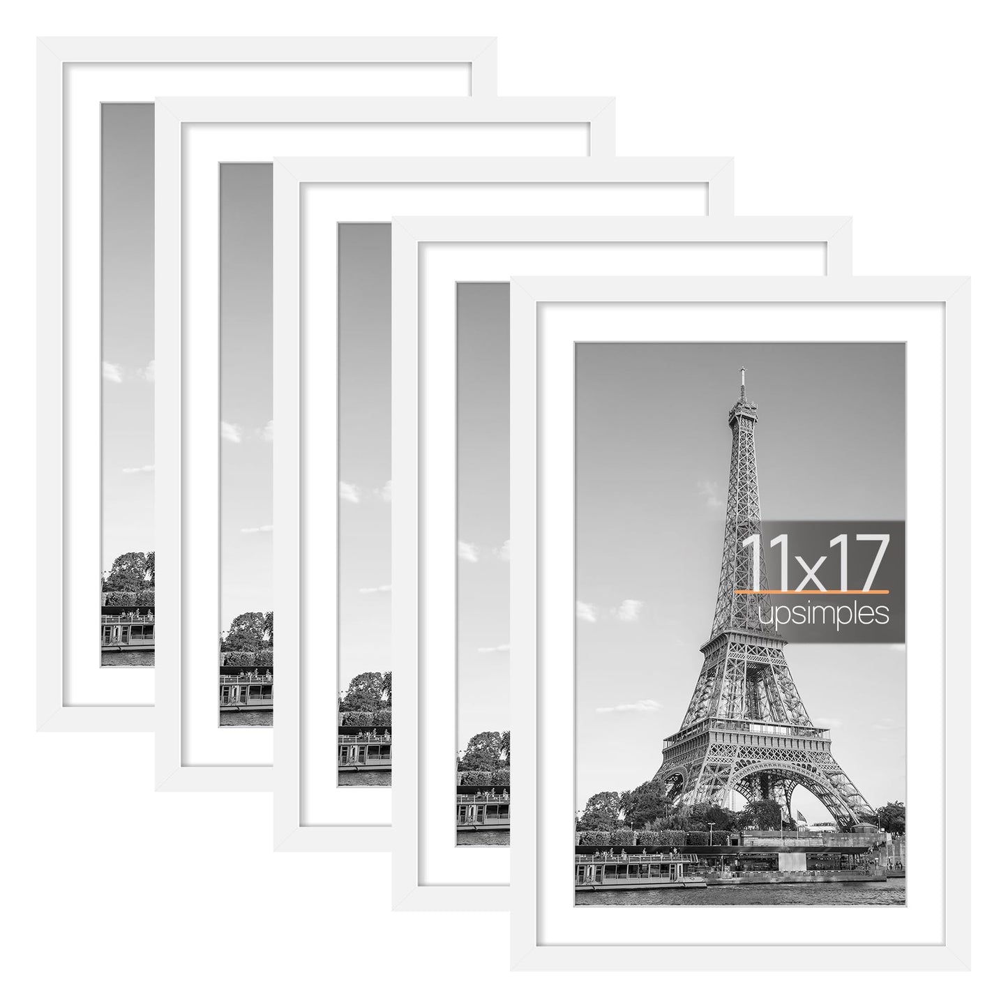 Picture Frame Set of 5, Display Pictures with Mat Without Mat, Wall Gallery Photo Frames