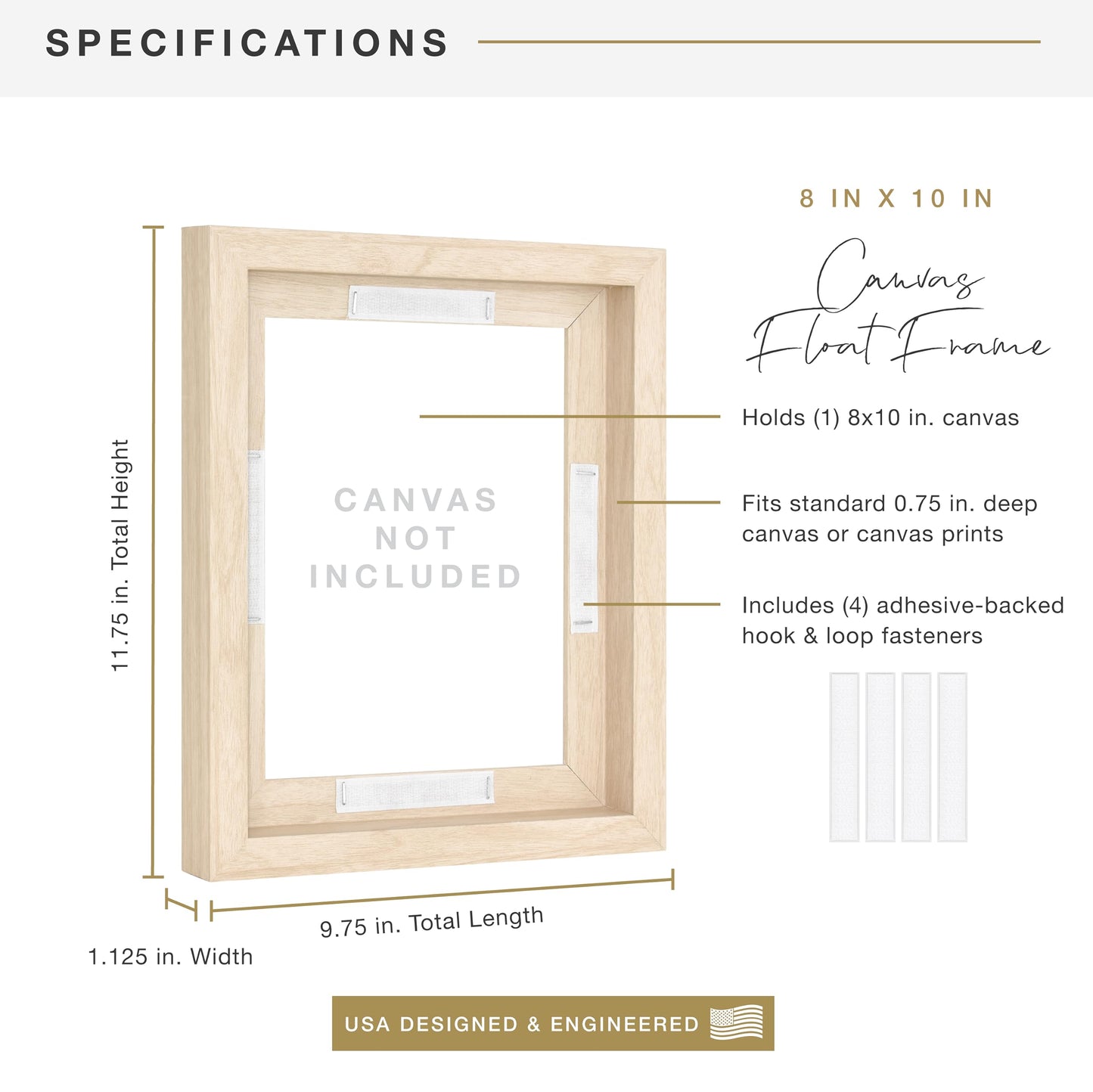 Floating Canvas Frame, Art Frames for Canvas Paintings with Adhesive Fasteners and Hanging Hardware