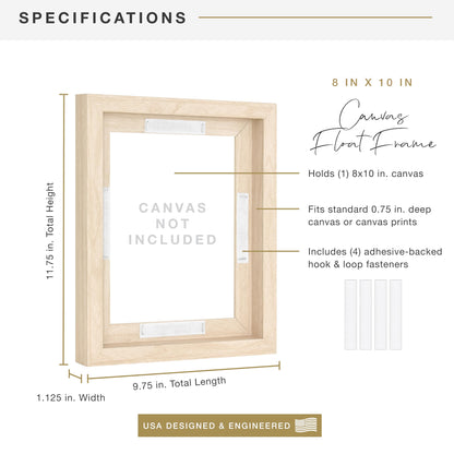 Floating Canvas Frame, Art Frames for Canvas Paintings with Adhesive Fasteners and Hanging Hardware