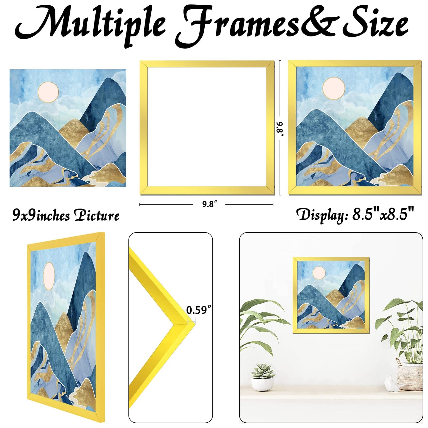 Picture Frame for Photo Poster Canvas Certificate Document Display Horizontally or Vertically High Transparent Wall Gallery