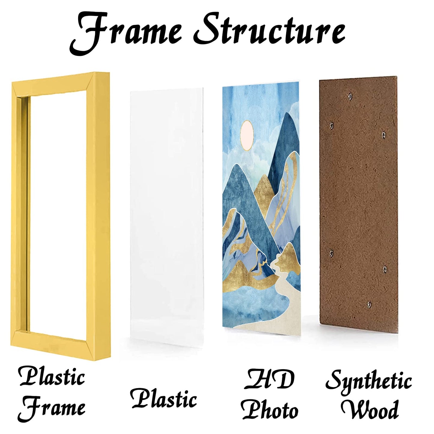 Picture Frame for Photo Poster Canvas Certificate Document Display Horizontally or Vertically High Transparent Wall Gallery