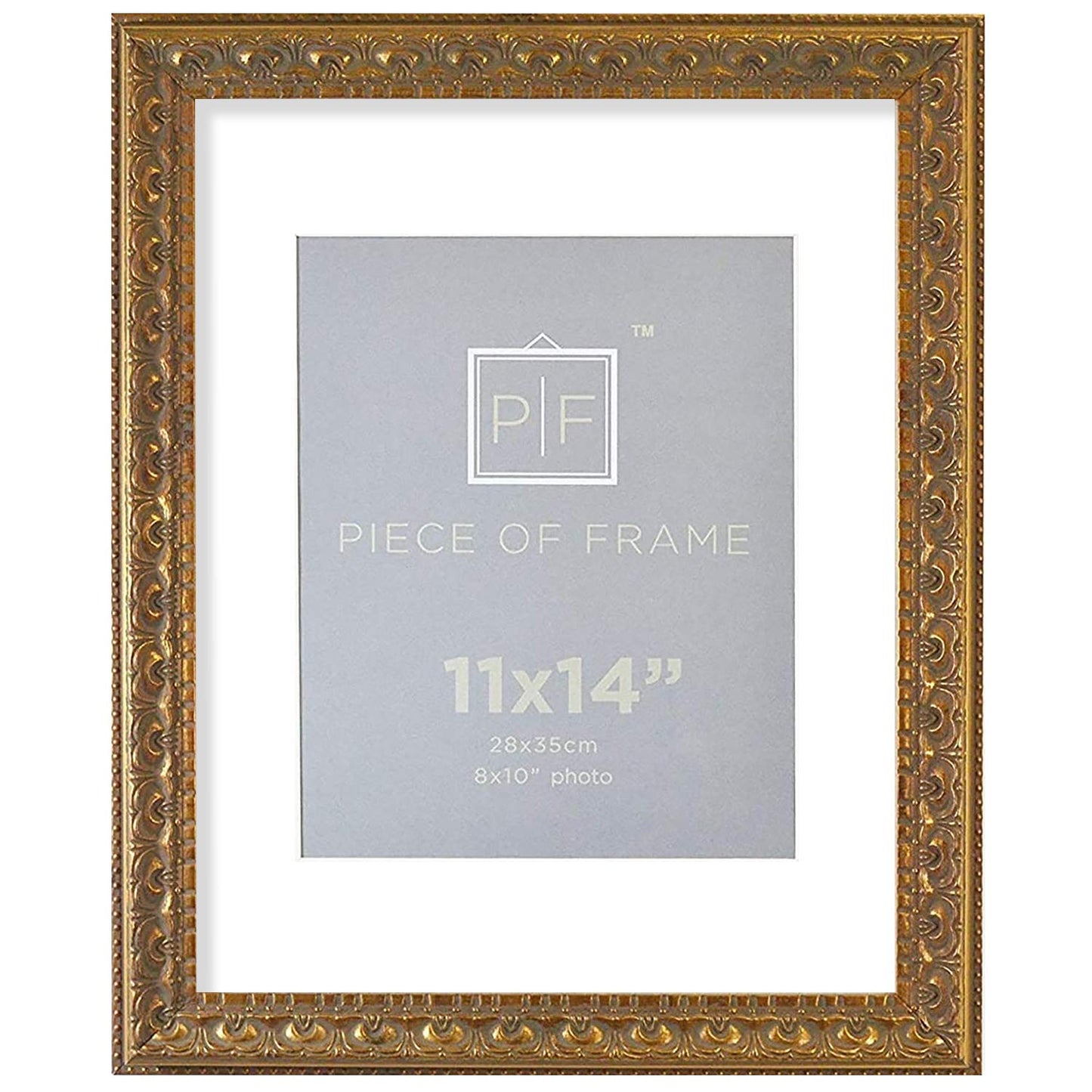 Ornate Finish Vintage Photo Frame with White Mat & Real Glass