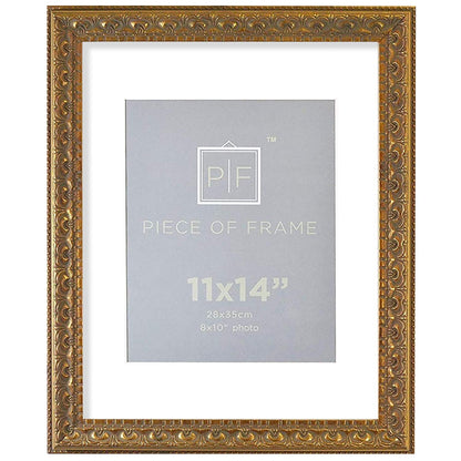 Ornate Finish Vintage Photo Frame with White Mat & Real Glass