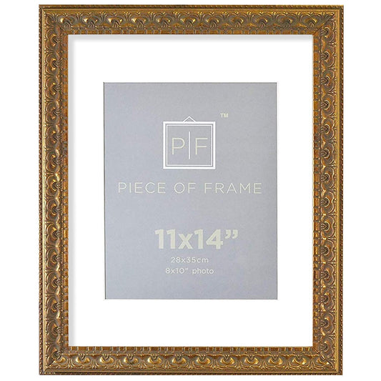 Ornate Finish Vintage Photo Frame with White Mat & Real Glass