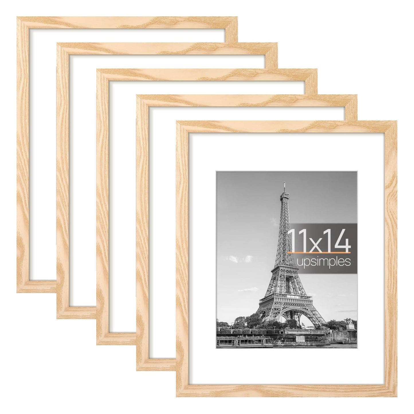 Picture Frame Set of 5, Display Pictures with Mat Without Mat, Wall Gallery Photo Frames