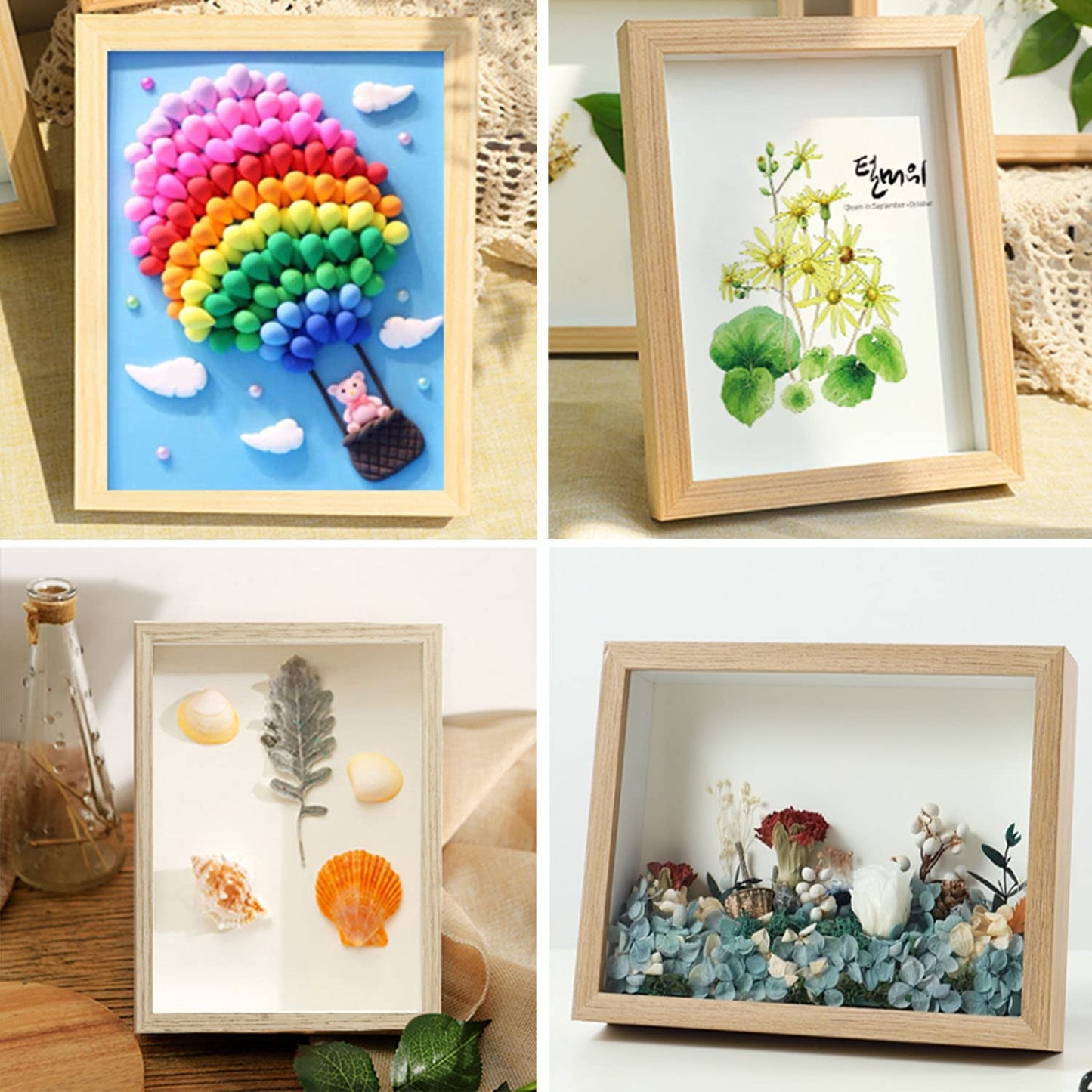 Shadow Box Frame Display Case with Letter Stickers, 3D Picture Frame, Display Case Box for Memorabilia, Baby Items, Wedding Memories, Crafts, Tickets and Photos