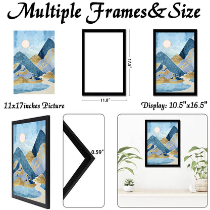 Picture Frame for Photo Poster Canvas Certificate Document Display Horizontally or Vertically High Transparent Wall Gallery