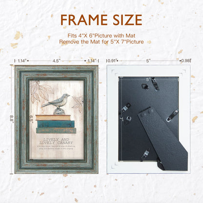 3 Pack Picture Frames Farmhouse Rustic Vintage Distressed Wood Grain Photo Frame with Tempered Glass for Table Top Display and Wall Hanging