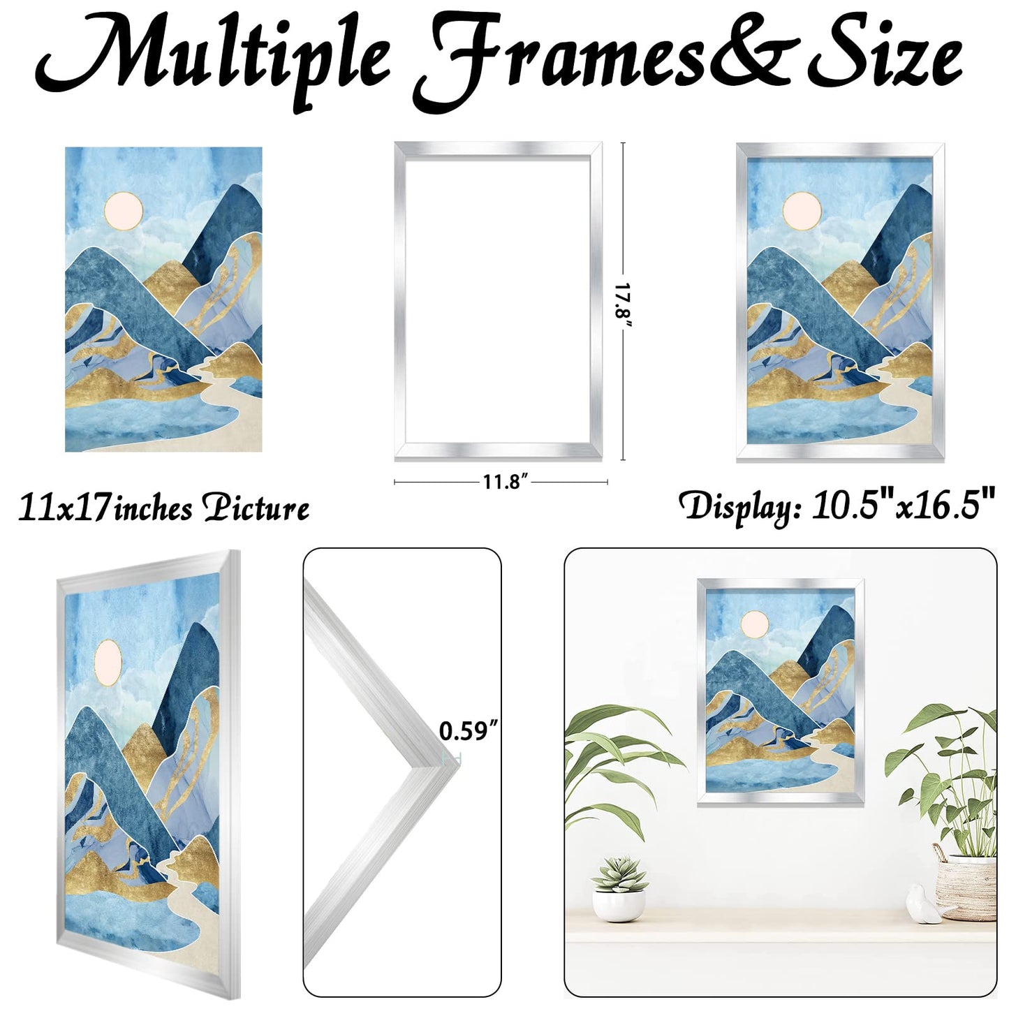 Picture Frame for Photo Poster Canvas Certificate Document Display Horizontally or Vertically High Transparent Wall Gallery